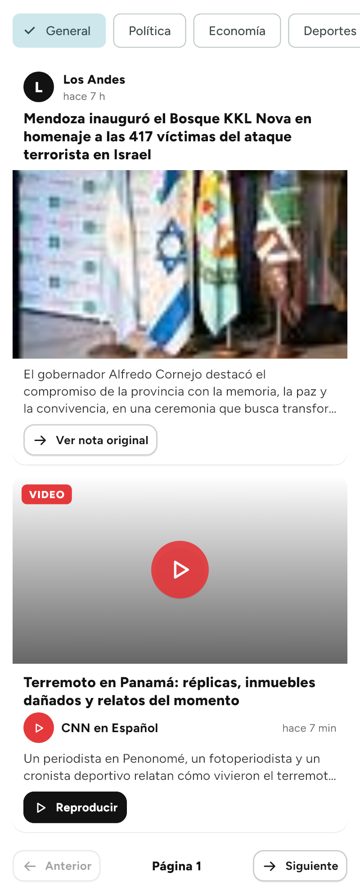 Pantalla de Noticias